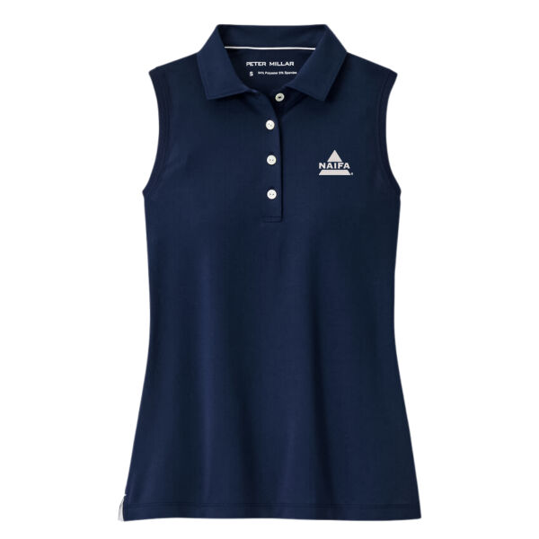   - Women's Banded Sport Mesh Sleeveles Button Polo  Thumbnail